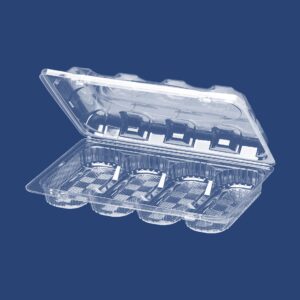 CLAMSHELL CONTAINER FOR FOUR ECLAIRS 1124