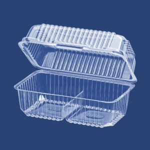 RECTANGULAR CLAMSHELL CONTAINER WITH TWO SECTIONS 1805 RIM